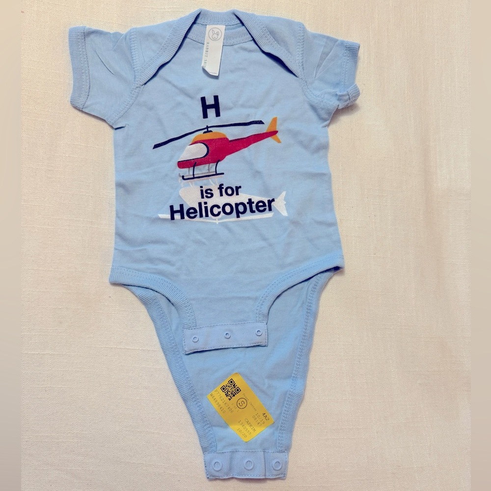 NWT Rabbit Skins | Custom Bodysuit “H is for Helicopter | Newborn